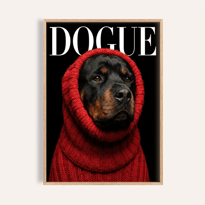 Rottweiler Art poster with Red, Black, and White for living room wall