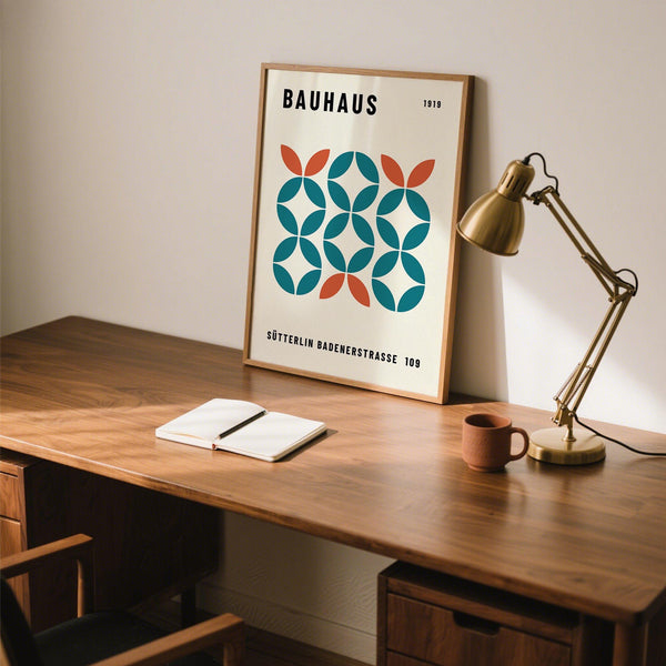 Geometric Work Office Wall Art with circular shapes in a bold, clean style.