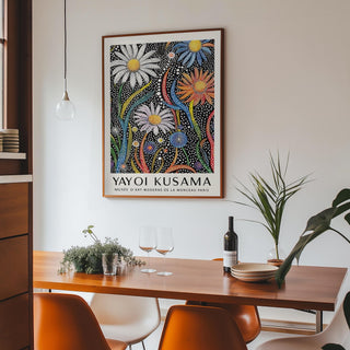 Modern art Floral Prints for Framing with colorful flowers in a rainbow palette.