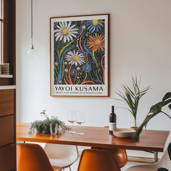 Modern art Floral Prints for Framing with colorful flowers in a rainbow palette.