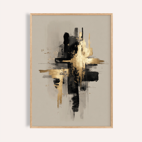 Black and Gold Poster with Yellow, Beige, and Black for living room wall art