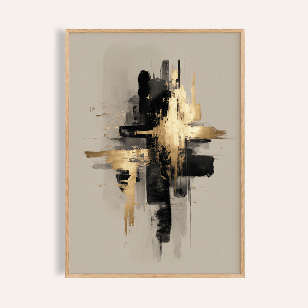 Black and Gold Poster with Yellow, Beige, and Black for living room wall art