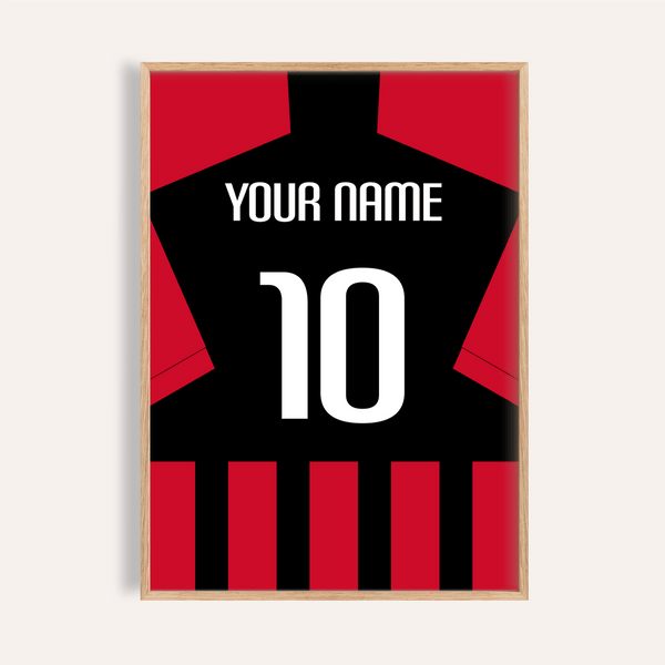 AC Milan Football Shirt Poster with customizable name and number 10