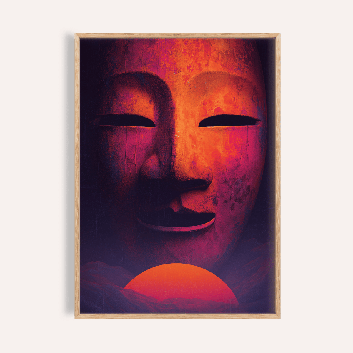 Dreamy Mask Wall Art in red and purple for living room poster