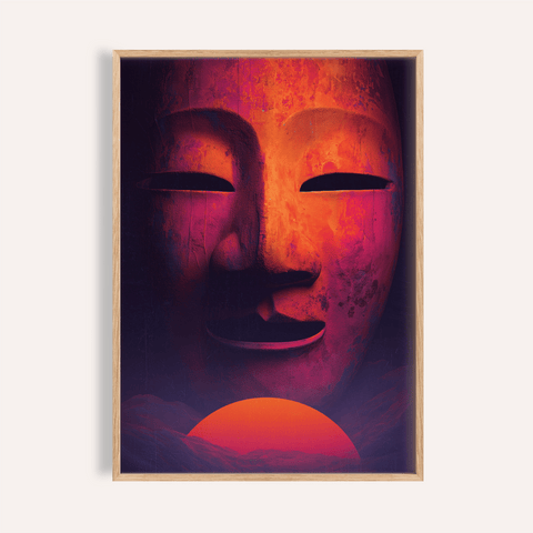 Dreamy Mask Wall Art in red and purple for living room poster