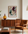 Burgundy large prints for living room in contemporary botanical style
