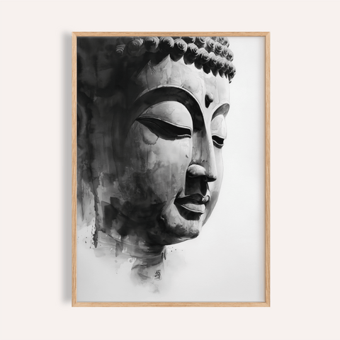 Buddha Art Print in Black and White for living room wall art
