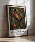 Pheasant Wall Art with detailed feathers and fig tree foliage in earthy tones.