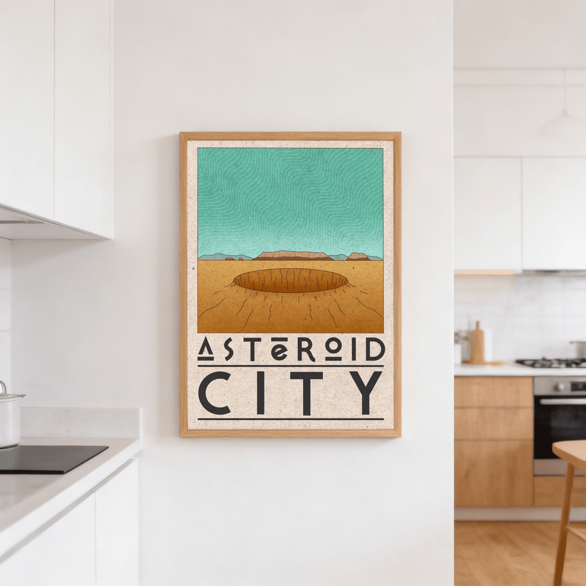 Minimalist sci-fi wall art print with bold divider rules and large title lettering