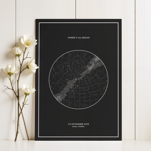 Custom Star Map black and white print for hallway wall decoration