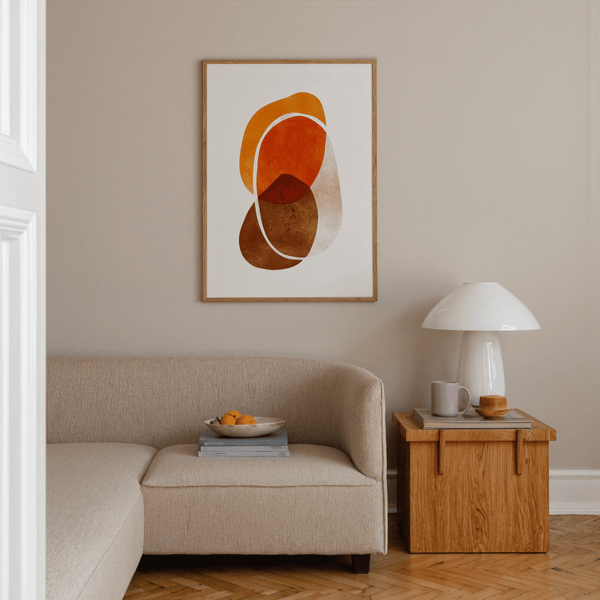 Orange Shapes Art Print showing curved outline and organic layering