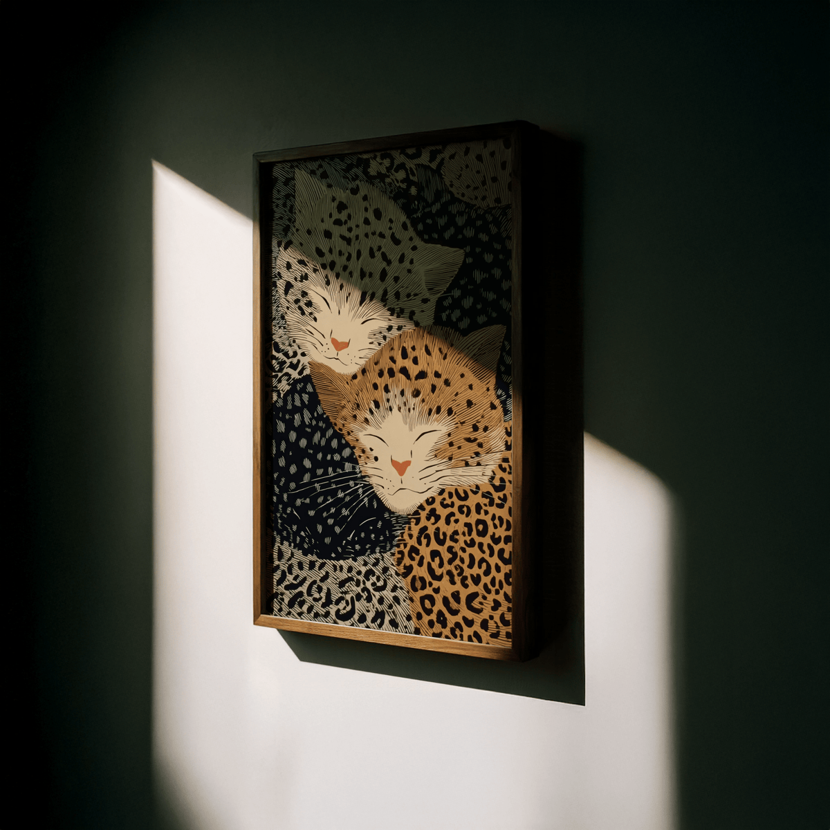 Leopard Print Wall Art showing Gray tones in a stylish lounge poster