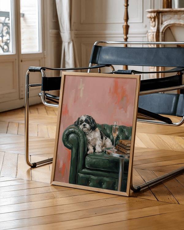 Shih Tzu Dog Print with elegant colors, perfect for a bedroom art print