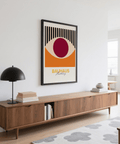 Retro Eye Wall Art showcasing Black, Orange, and Red for hallway decor