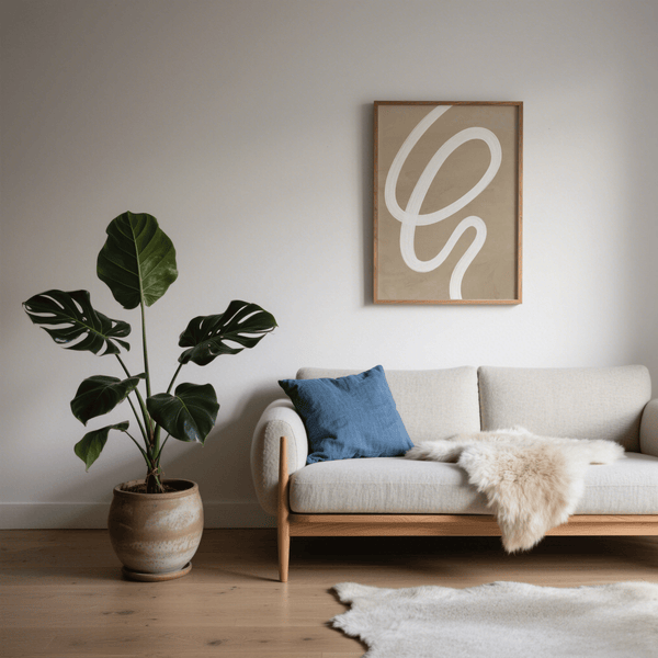 entryway wall art, abstract painting minimalist print in Beige and White