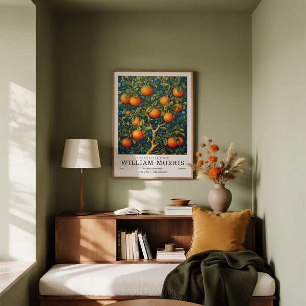 Tangy oranges and winding branches in detailed design – Orange Tree Wall Art.