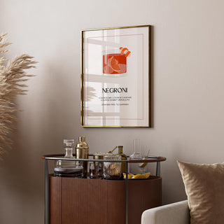 Negroni drink wall art for modern kitchen or bar area.