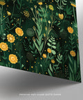 Green decor nature print with meadow plants and garden foliage.