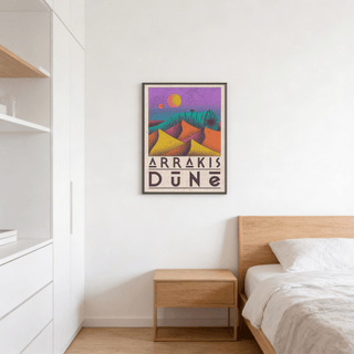 Studio photo of Arrakis Dune Print wall poster highlighting the graphic layout and textured background