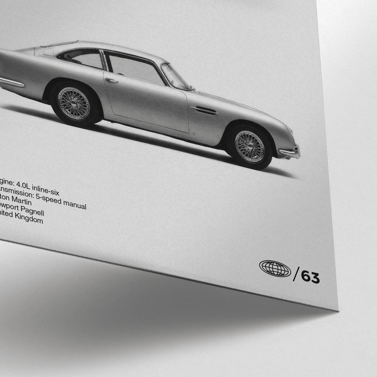Aston Martin Art Print wall art with Black and White for hallway decor