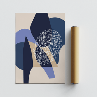 Clean modern wall art print with large circle texture and layered geometric panels