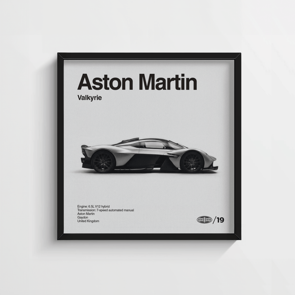 Aston Martin Wall Art with minimal Black and White palette for lounge