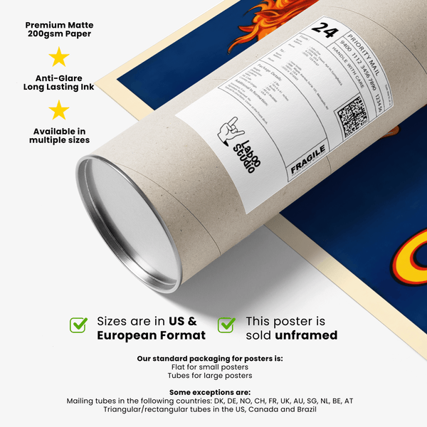 Cinzano Art Print, strong Blue and Yellow hues suited to hallway wall art