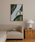 Green and Blue Art art print with White lines for modern home office