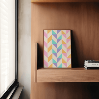 Abstract Pastel Print with gold and white colors, suited to hallway wall art