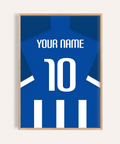 Centered Brighton Football Shirt Poster print with custom name and number 10