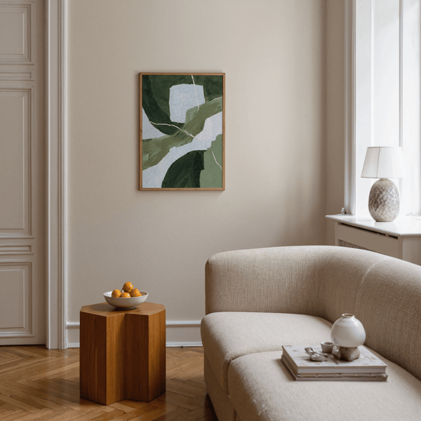 Modern Abstract Green Wall Art poster with green and blue hues for bedroom