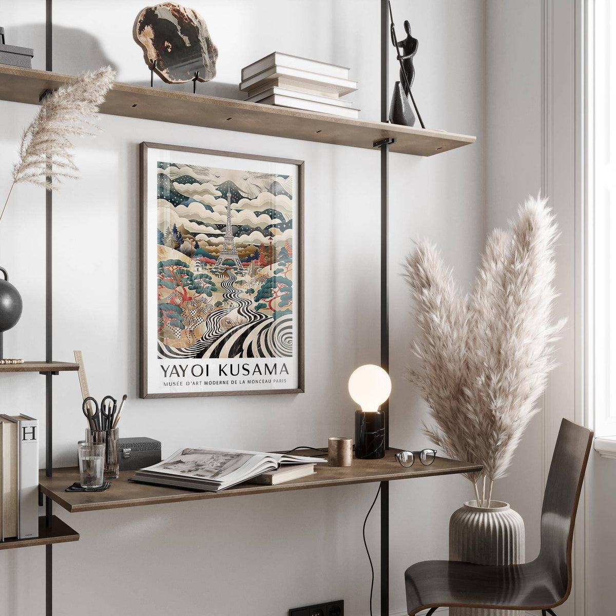 Artistic Eiffel Tower art with flowing, dynamic composition