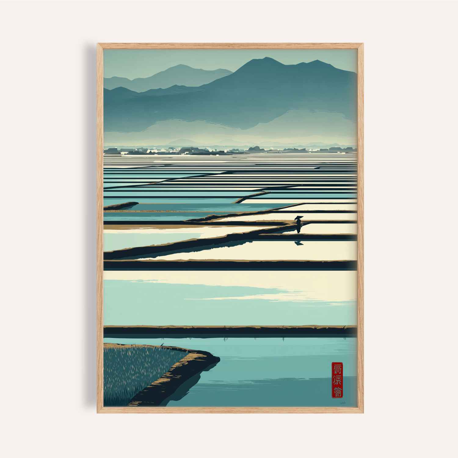 Serene Rice Field Poster | Nature Wall Decor
