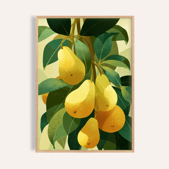 Pear Wall Art in yellow and green for kitchen wall art print
