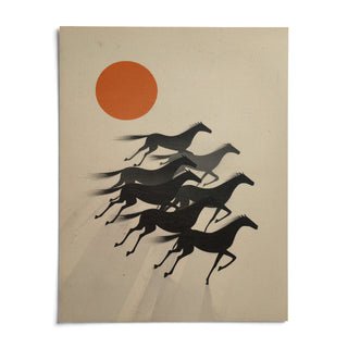 7 Horses Wall Art, shown as an unframed paper print on a plain white background