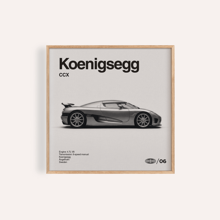 Koenigsegg Art Print in Gray and White for living room wall art