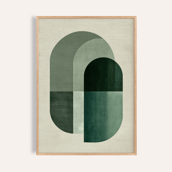 Green Tone Poster Print with green and beige for living room wall art