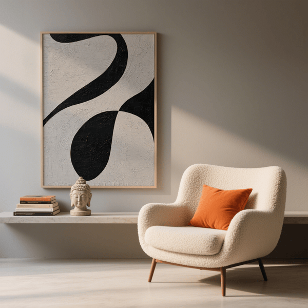 Abstract Black and White Art wall art with Gray and Black for contemporary office