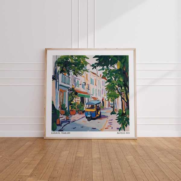 Thailand city life captured in holiday prints for travel decor

