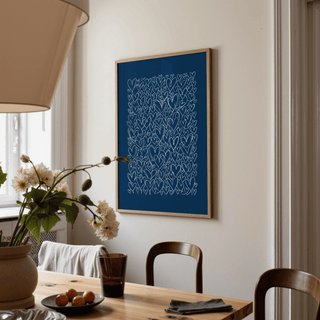 Whimsical Art with Hearts print in Blue and Beige for kids’ rooms