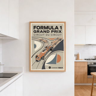 Vintage Racing Poster midsection focusing on number 5 car illustration