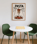 Illustrated Pasta Art Print in Black and White for home decor