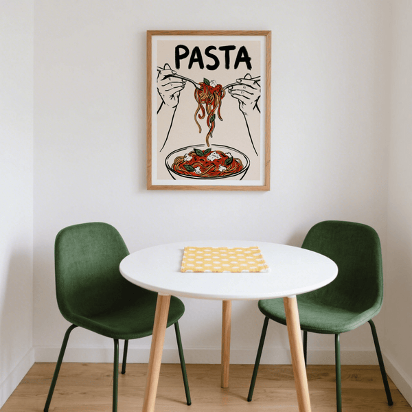 Illustrated Pasta Art Print in Black and White for home decor