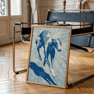 Modern Dog Wall Art with Blue tones for bedroom wall art