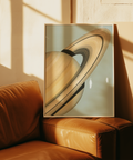 Saturn Art Print wall art featuring Blue background, ideal for study spaces