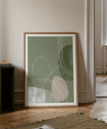 Modern abstract wall art print with intersecting line loops and rounded shapes