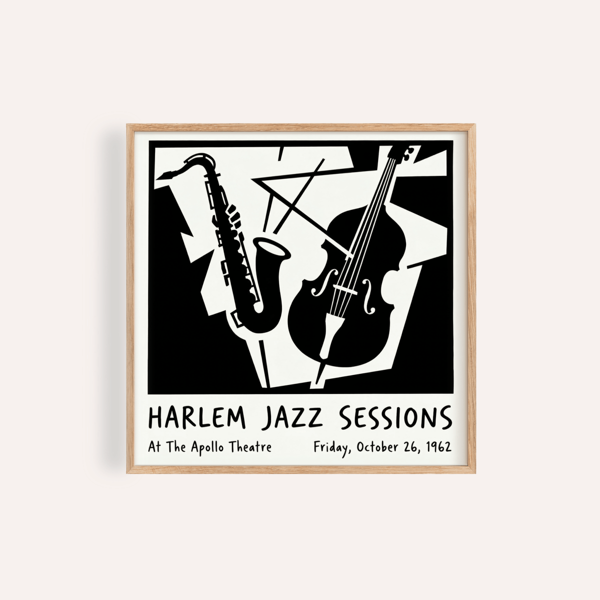 Music Poster Wall Art in Black and White for a living room, modern art print