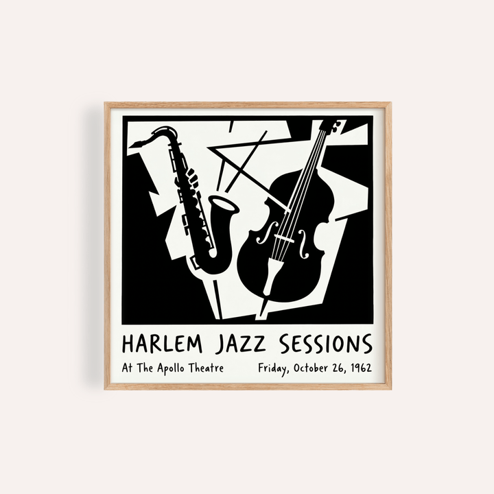 Music Poster Wall Art in Black and White for a living room, modern art print