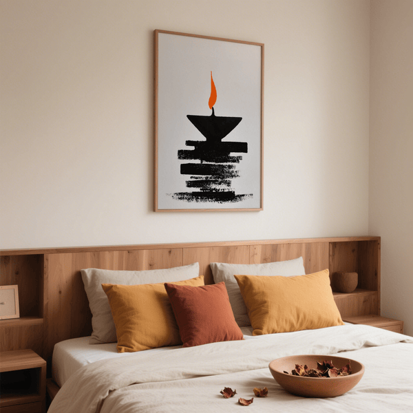 Warli Folk Art Print featuring brush textured silhouettes