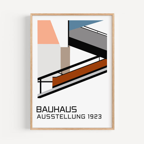 Geometric Bauhaus 1923 inspired wall art with muted colours for contemporary decor
